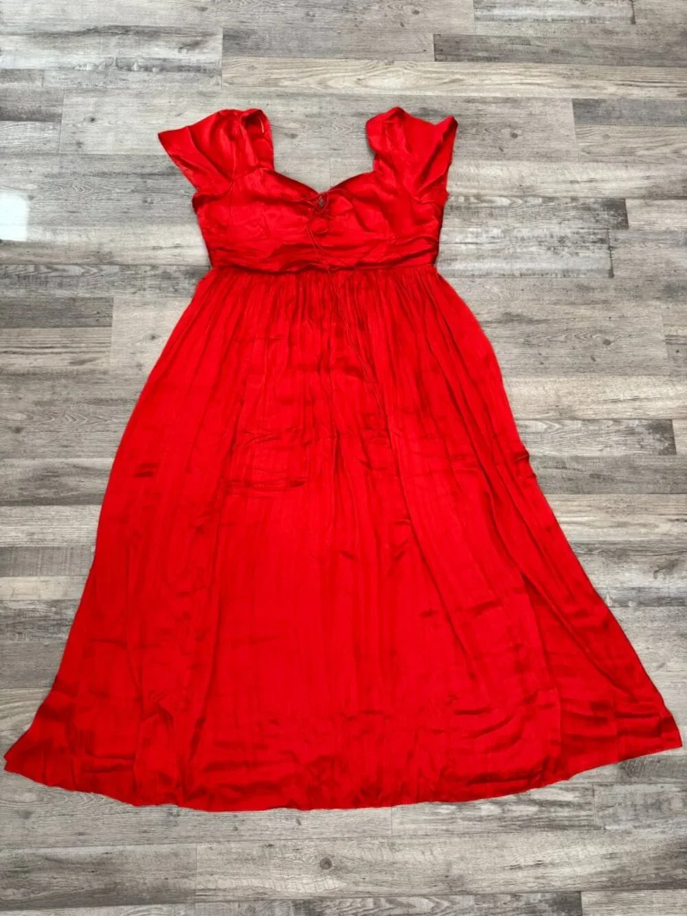 J Crew NWT Silky Red Maxi Dress Sweetheart Neck Flutter Slv Keyhole Size 22 J29